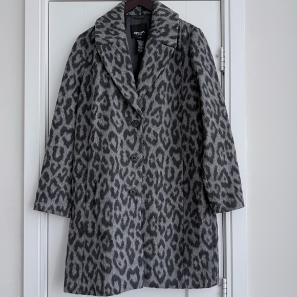 Olsen Jackets & Blazers - OLSEN WOOL BLEND LEOPARD PRINT COAT IN GREY